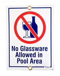 Sign No Glassware 9" x 12" Two Color Sign No Glassware 9" x 12" Two Color, Parts, Pentair, Pool Supplies